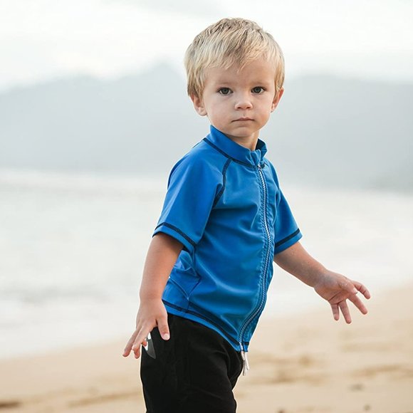 NEW SwimZip Girls Boys Size 4 Red Rashguard Zip Up Swim Sun Shirt - Picture 6 of 6